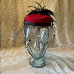 Vintage Geo W Bollman & Co Inc. Red Wool Pill Box